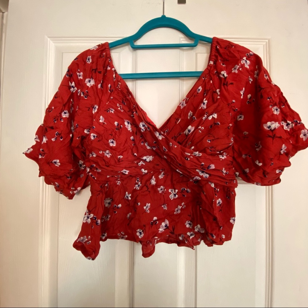 All in Favor red floral crop top
